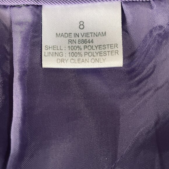Purple NYP Skirt Suit Womens 8 Business Church Modest Pleated Blazer Lined Set - Picture 3 of 11